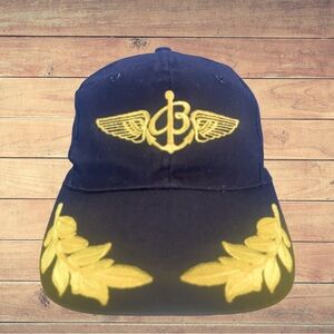 Vintage Breitling Watch Brand Big Spell Out Blue Snapback Hat Cap